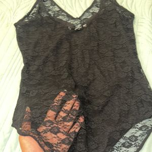 Black Transparent Backless Net Top H&m