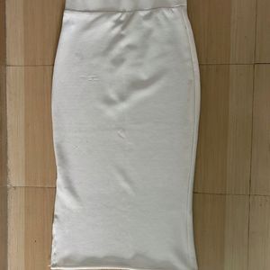 White Long Slit Skirt