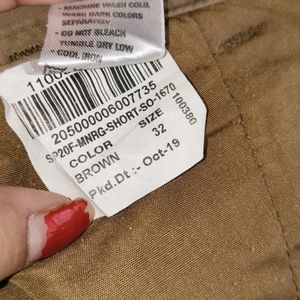 RIG By Pantaloons Brown Cargo Shorts, Waist - 32