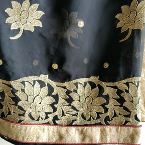 Black Golden Embroidered Saree With Blouse