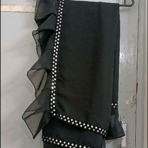 Black Georgette Saree With Unstitched Blouse