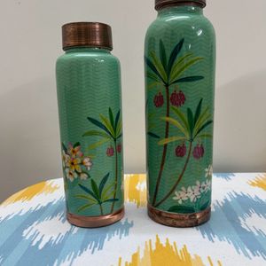 Two Copper bottles With Printed Design 1L & 500ml