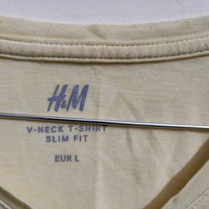 H&M V-neck  Pastel Yellow T-shirt