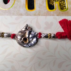 Ganesha Design Raw Silver Plated Rakhi For Brother