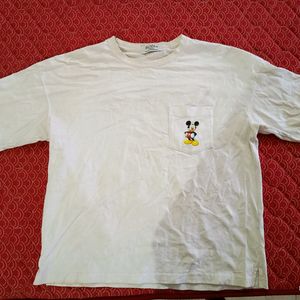 White T Shirt Mickey Mouse Logo