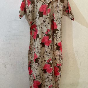 Floral Nighty/ Maxi With Collar