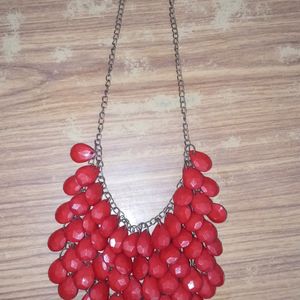 Red Pearl Statement Necklace