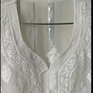 White Georgette Chikankari Kurti