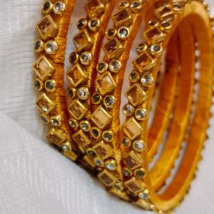 Golden Kundan 4 Bangles