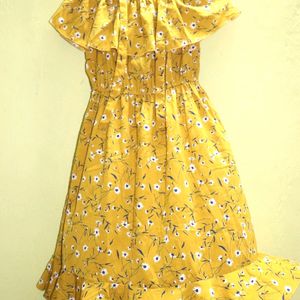 Yellow Floral Off-Shoulder Dress