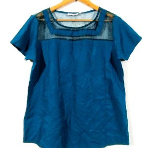 Teal Blue Round Neck Casual Top (Women)