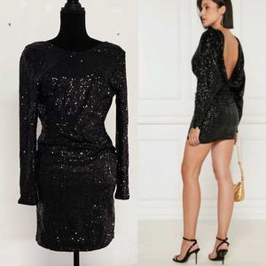 H&M Black Sequined Deep Backles Party Dress