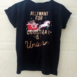 CHRISTMAS SPECIAL BLACK T-SHIRT FOR GIRL'S