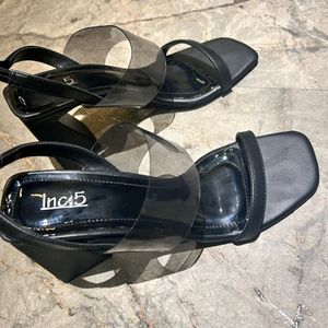 Inc 5 Black Solid Block Heels