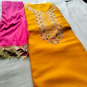 Cotton Blend Suit with Dupatta