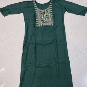 green colour kurti with gold work