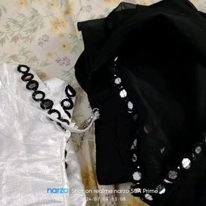 Black Saree With Stitch Blouse