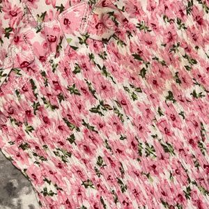 Urbanic Pink Floral Tie Detail Top