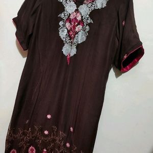 Cofee Brown Embroidry Work Suit Salwar & Dupatta