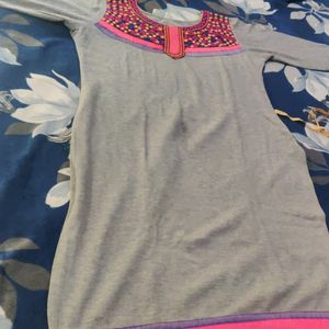 Grey A-line Kurti