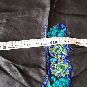 Embroidered Neckline Yoke-blue