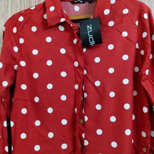 Zudio Red And White Polka Dot Shirt (36) ♥️🤍