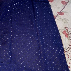 New Navy Blue Saree With 1m Blouse Piece