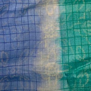 Sea Green With Blue Colour Pallu Cotton Mix Saree