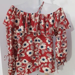 Floral Asymmetric Fashionable Tops