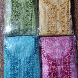 Unstitched 3 Pcs Cotton and Neck Embroidery