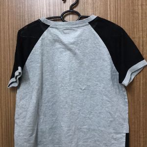 Black Mesh Sleeves Grey T-shirt For Women