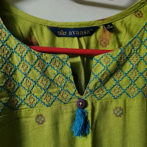 Straight Kurta With Embroidery Yoke