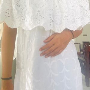 White Embroidery Off Shoulder Dress