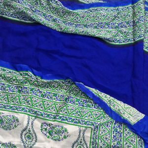 Combo Of Two Saree Red And Blue Colour Printed