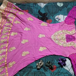 Pink Embroidery Gown With New Pant