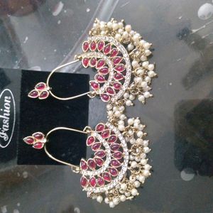 Pearl Pink Kundhan Australian Diamond And Beads Earrings