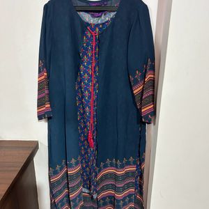 Navy Blue Xxl Kurta With Shrug