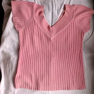 Pink V Neck Top