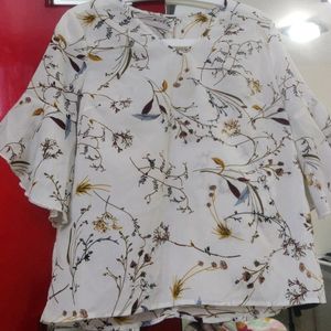 Botanical Print Long-Sleeve Blouse - Size Medium