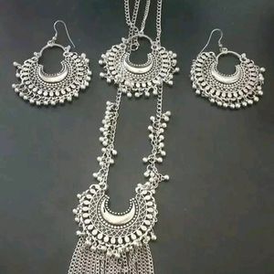 Silver Oxidized Alloy Jewellery Set