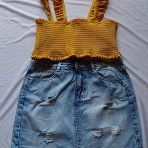 Blue Denim Mini Skirt