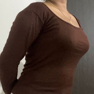 Women Brown Full Sleeves Top