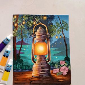 Lantern Painting In Canvas Sheet