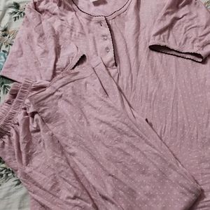 Baby Pink Night Dress Lower Tshirt For Women ♥️