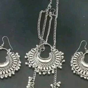 Silver Oxidized Alloy Jewellery Set