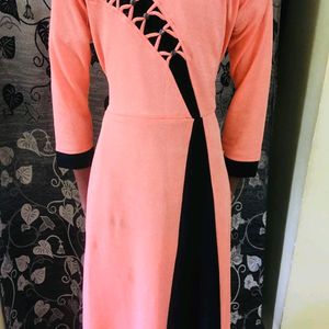 Long Peach Gown For Fomal Parties