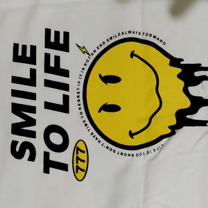 White Smiley Crop Tshirt