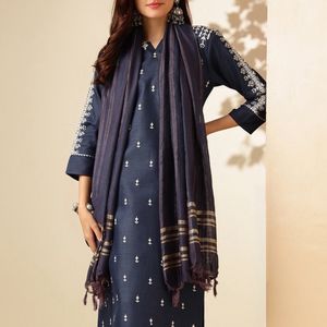 Navy Blue Beautiful Kurta Set With Pant And Dupatt