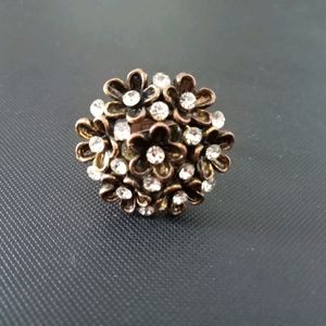 Black Diamond Flower Ring