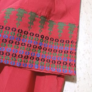 Red Cotton Silk Kurta